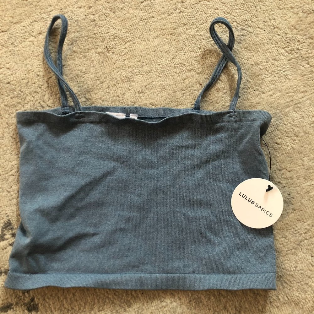 NWT light blue/grey stretchy crop tube top